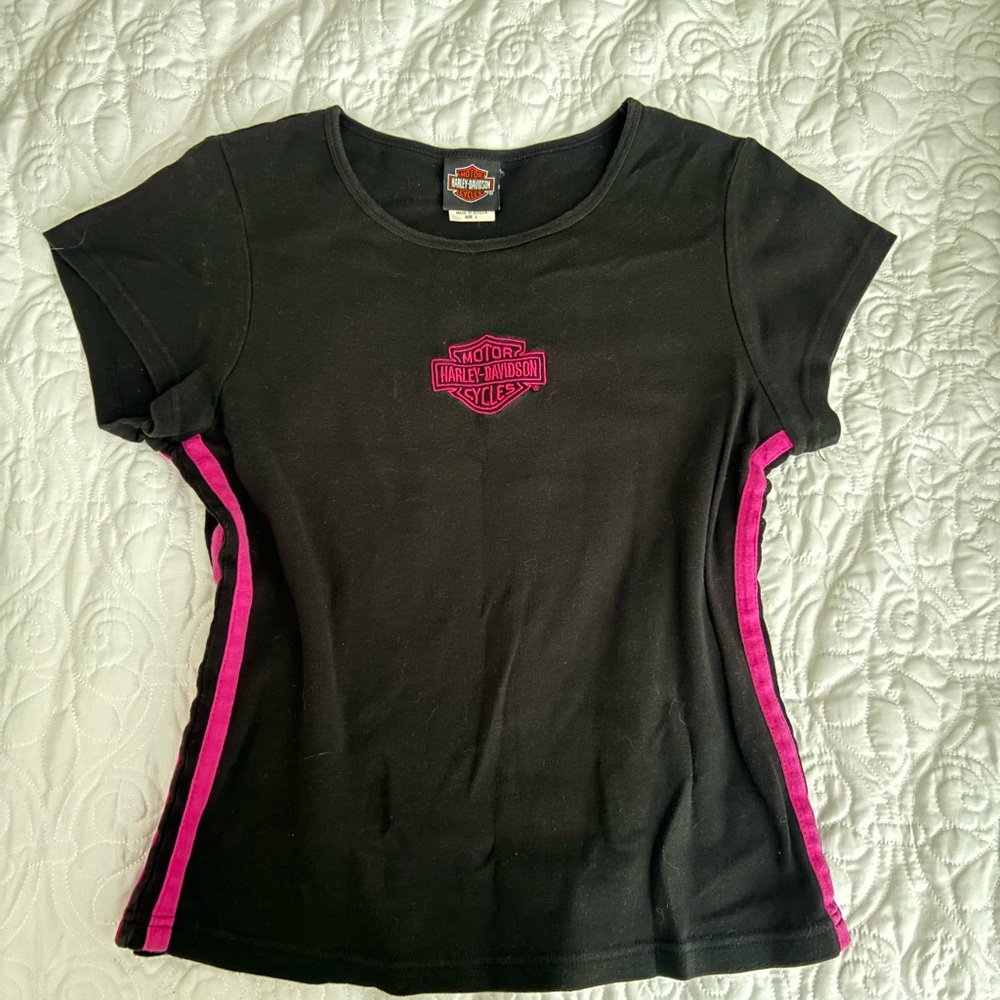 Harley-Davidson Black Tee with Pink Logo